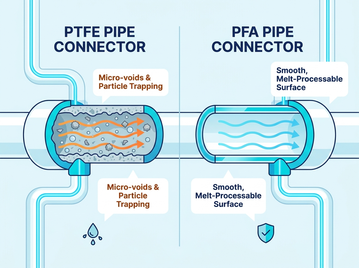 PFA pipe connector ensuring high-purity fluid transfer